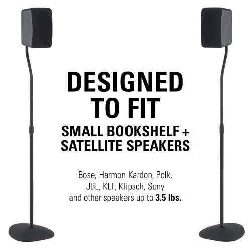 SANUS Adjustable Height Speaker Stands - Extends 28"" to 38"" - Holds Satellite Speakers - Set of 2