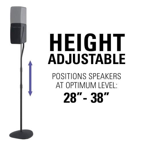 SANUS Adjustable Height Speaker Stands - Extends 28"" to 38"" - Holds Satellite Speakers - Set of 2