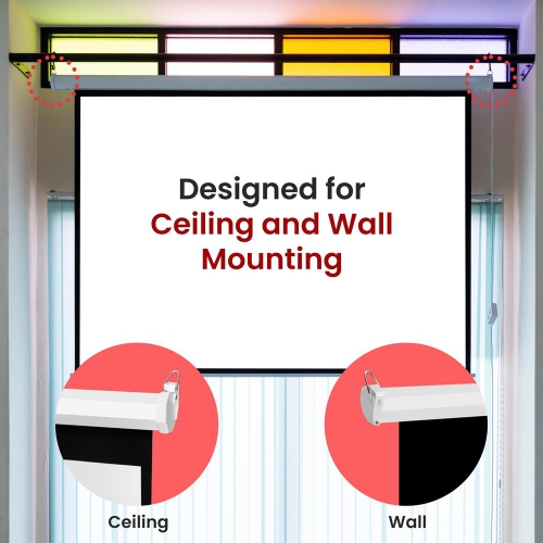 PYLE-HOME PRJSM9406 Universal Roll-Down Pull-Down Projection Screen, 50.3 x 67.3-Inch, Matte White