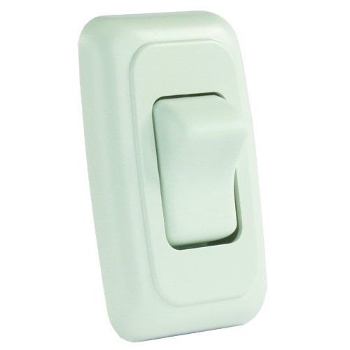 JR Products 12005 White Single SPST On-Off Switch with Bezel