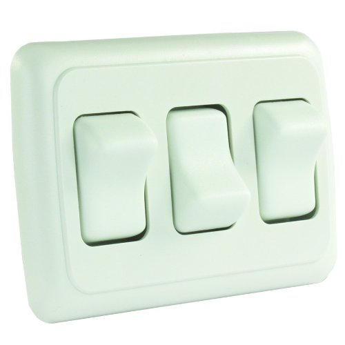 JR Products 12025 White Triple SPST On-Off Switch with Bezel