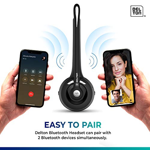 Delton Over-The-Head Noise Canceling Bluetooth Headset, Black