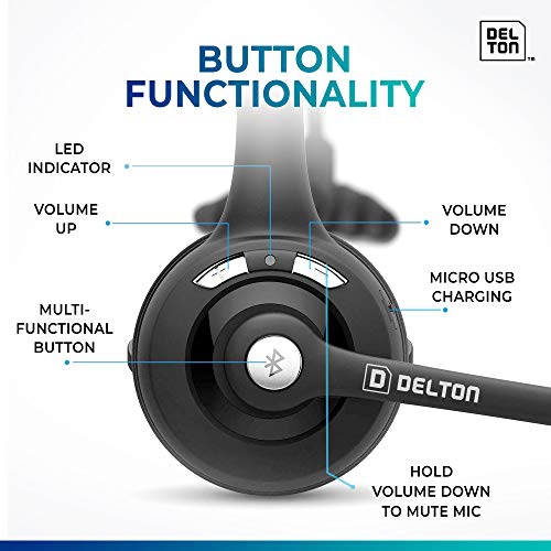 Delton Over-The-Head Noise Canceling Bluetooth Headset, Black