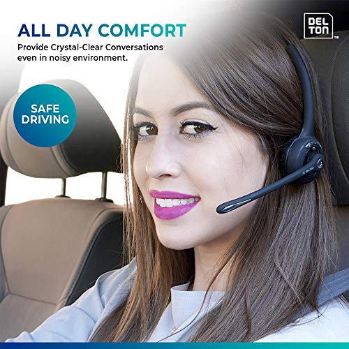 Delton Over-The-Head Noise Canceling Bluetooth Headset, Black