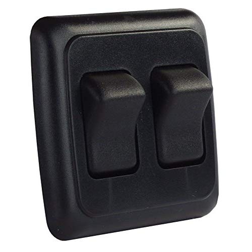 JR PRODUCTS  12235 Double Spst On-Off Switch With Bezel In Black