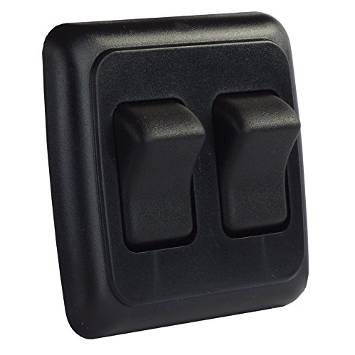 JR Products 12235 Black Double SPST On-Off Switch with Bezel