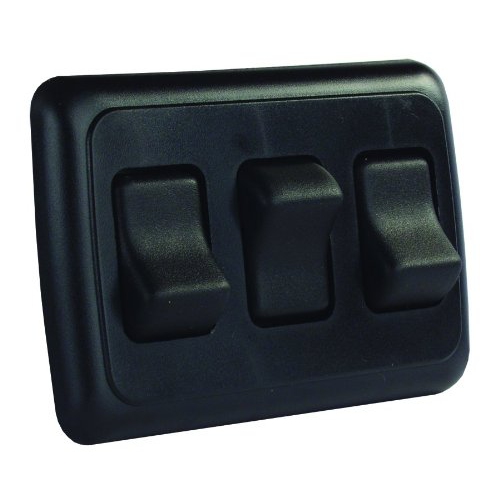 JR Products 12245 Black Triple SPST On-Off Switch with Bezel