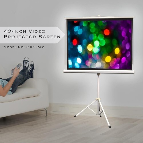 Pyle PRJTP42 40-Inch Video Projector Screen, Easy Fold-Out and Roll-Up Projection Display, Tripod Stand Style