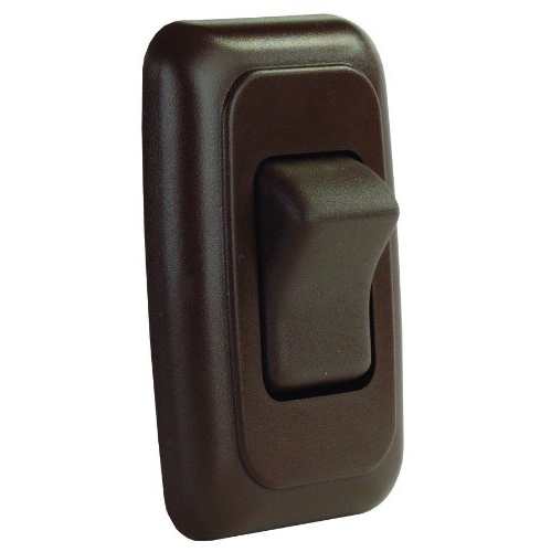JR Products 12135 Brown Single SPST On-Off Switch with Bezel