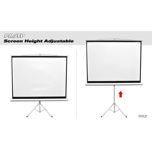 PYLE-HOME PRJTP84 Universal Floor Standing Portable Roll-Down Tripod Projector Screen, Matte White Surface, 50 x 66.9-Inch