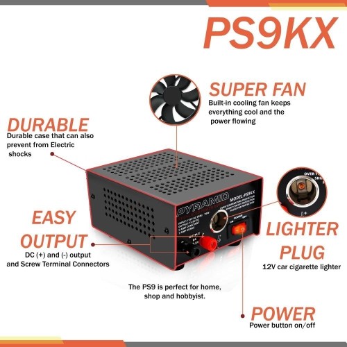 Pyramid PS9KX 5A/7A Power Supply with Cigarette Lighter Plug