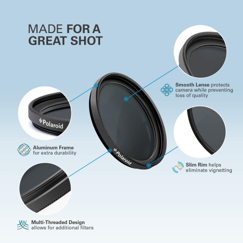 Polaroid Optics 55mm Neutral Density ND9 and Bonus Filter Case Pro-Grade 3-Piece Photography Filter Set ND3 ND6 ND