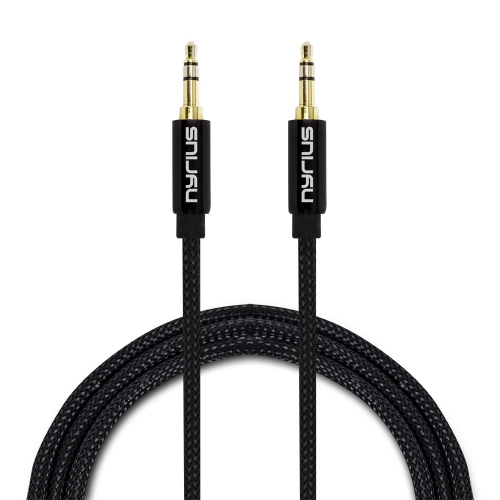Nyrius Premium 3.5mm Auxiliary Audio Cable with Tangle Free Protective Shielding & Step Down Connector - 2 Pack