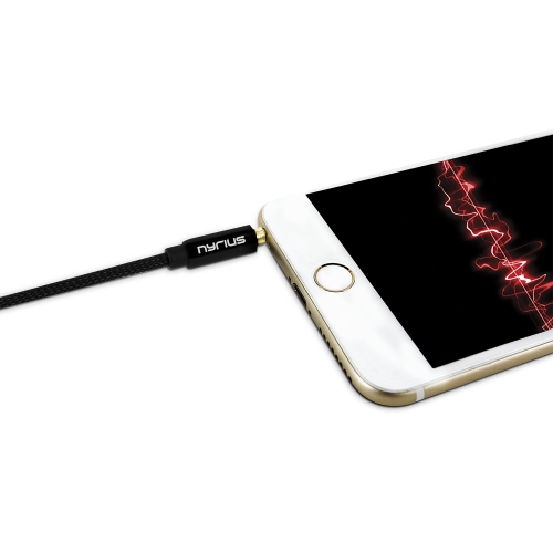 Nyrius Premium Grade 3.5mm Auxiliary Audio Cable with Tangle Free Protective Shielding & Step Down Connector