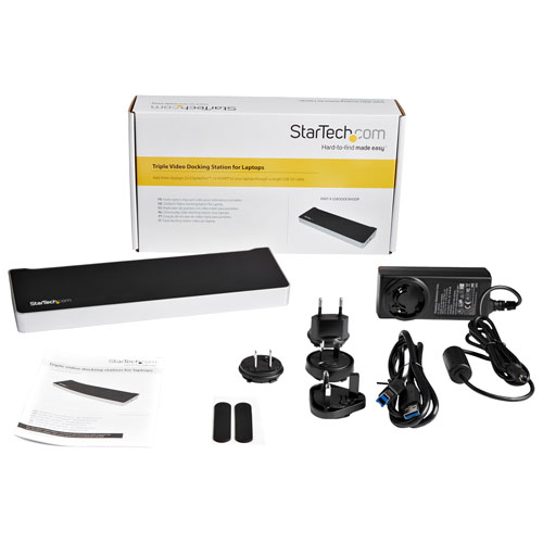 StarTech Triple Monitor USB 3.0 4K Docking Station - Black