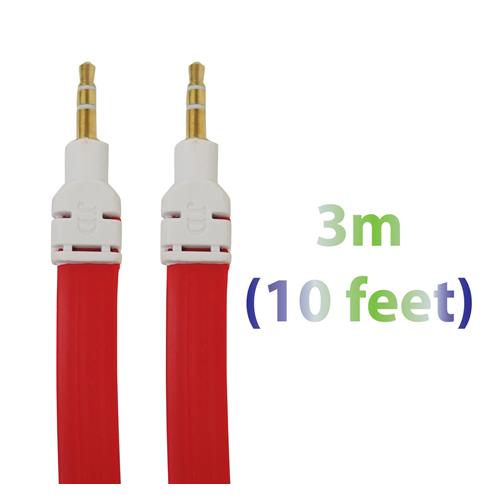 Câble auxiliaire de 3,5 mm d’Exian audio de 3 m en rouge