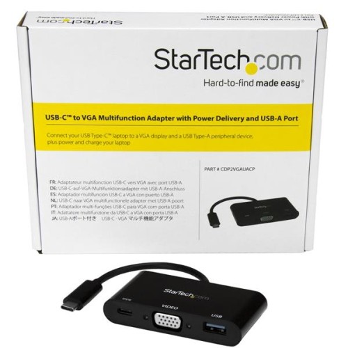 StarTech USB-C to VGA Multifunction Adapter with Power Delivery and USB-A Port