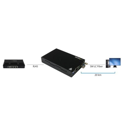 StarTech Gigabit Ethernet Copper-to-Fiber Media Converter SM LC 20 km