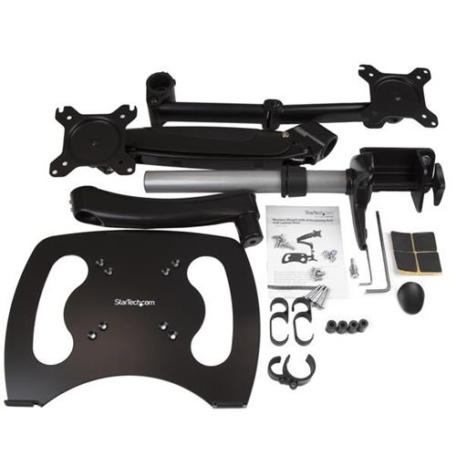 StarTech Full Motion Articulating Arm Monitor Desk Mount with Laptop Stand