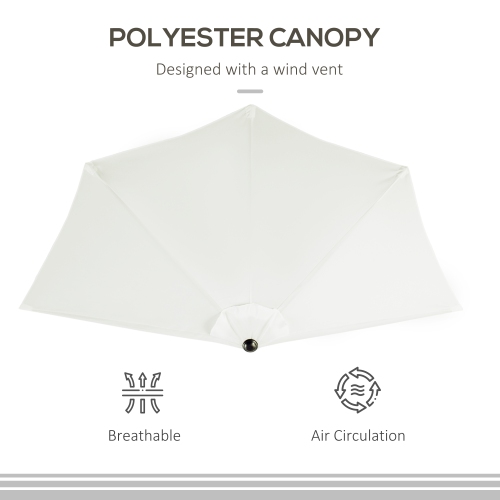 Outsunny 9ft Half Round Umbrella Outdoor Balcony Parasol Patio Garden Outdoor Window Sun Shade w/ 5 Ribs Beige