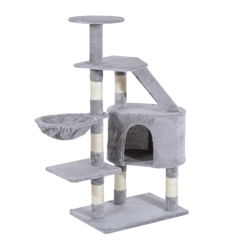 PawHut 49" Cat Tree with Hammock, Cat Condo Tower with Scratching Post