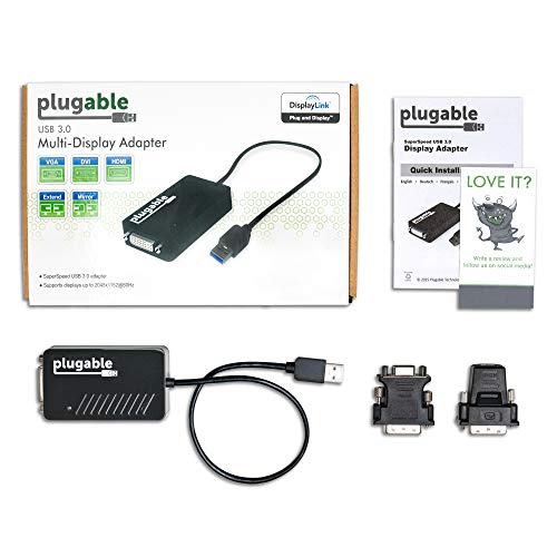 Plugable USB 3.0 to VGA / DVI / HDMI Video Graphics Adapter for Multiple Monitors up to 2048x1152 / 1920x1080 (Supports Window