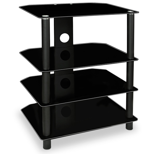 Mount-It! TV Media Stand, Glass Shelves, Audio Video Components, Storage for Xbox, Playstation, Laptop, Speakers, Cable Boxes,