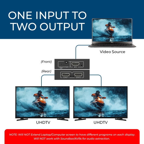 Orei HD-102 1x2 1 Port HDMI Powered Splitter Ver 1.3 Certified for Full HD 1080P and 3D Support One Input to Two Outputs (Blac