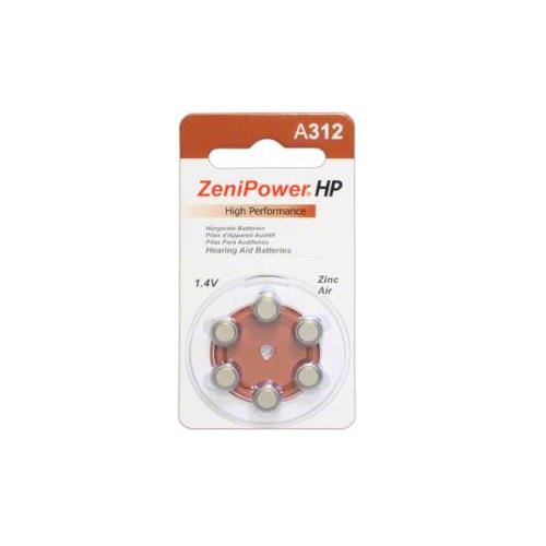 120-PackSize 312 ZeniPower Hearing Aid Batteries