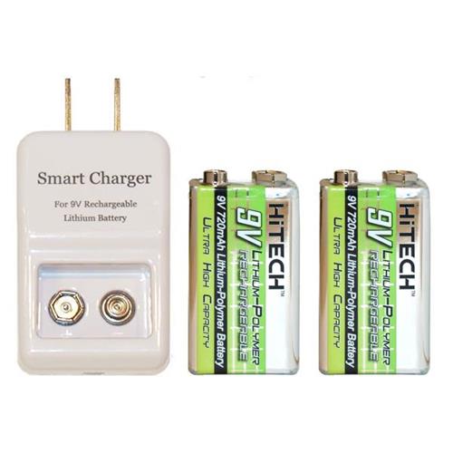 Chargeur intelligent au lithium-ion/lithium-polymère de 9 V + 2 batteries au lithium-polymère HiTech de 9 V