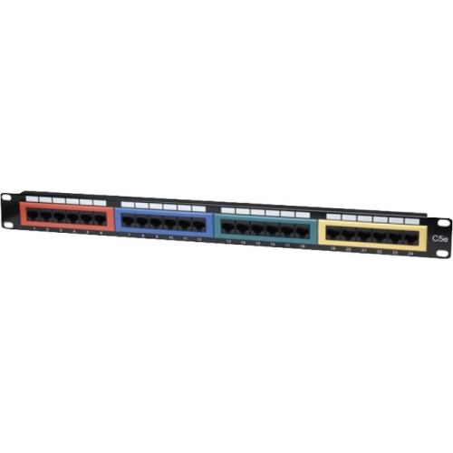 Intellinet Network Solutions 24-Port Rackmount Cat5e UTP 110/Krone Color-Coded Patch Panel, 1U