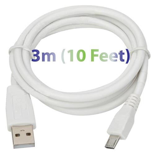 Exian Micro USB to USB Sync/Charge Thick Cable 3 Meter in White