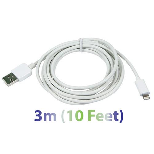 Exian Lightning to USB Sync/Charge Thick Cable 3 Meter in White