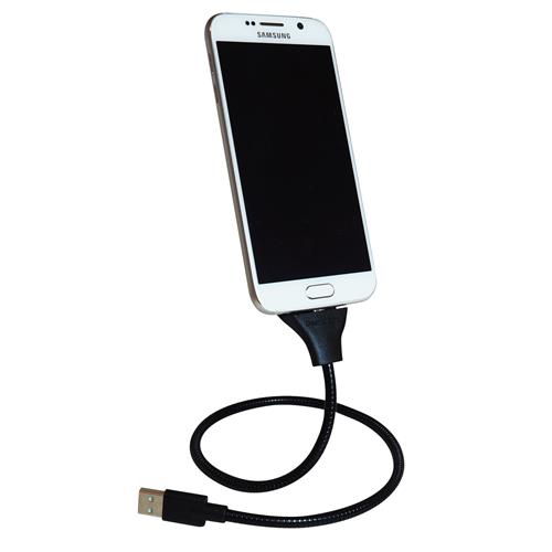 Exian Micro USB to USB Sync/Charge Metal Wire Cable 22" in Black