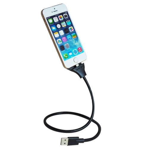 Exian Lightning USB Cable Metal Wire 22" Black
