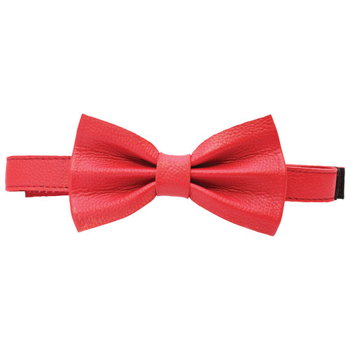 Ashlin Bobby Slim Neck Leather Bow Tie - Fire Engine Red