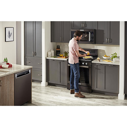 KitchenAid 30" 5.8 Cu. Ft. True Convection 5-Burner Gas Range (KFGG500EBS) - Black Stainless Steel