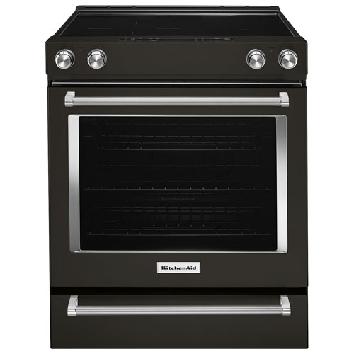 KitchenAid 30" 6.4 Cu. Ft. True Convection Slide-In Electric Range - Black Stainless
