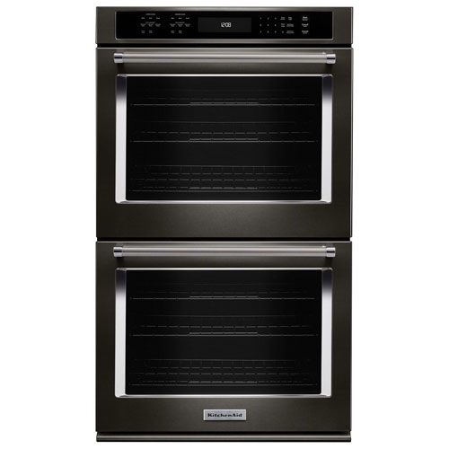 KitchenAid 30" 5 Cu. Ft./5 Cu. Ft. True Convection Electric Double Wall Oven - Black SS