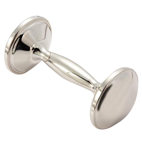 Elegance Baby Dumbbell Rattle, Silver Plated