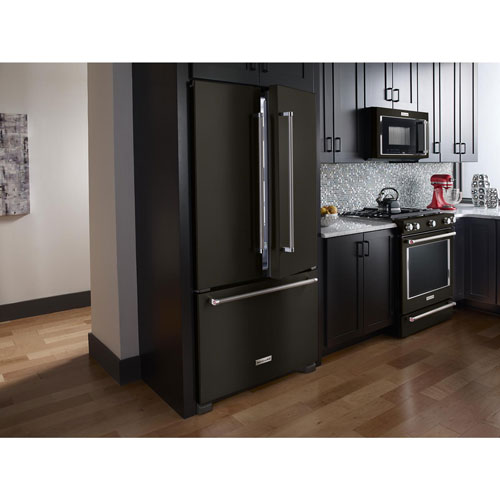 KitchenAid 36" 21.9 Cu. Ft. Counter-Depth French Door Refrigerator - Black