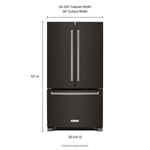 KitchenAid 36" 21.9 Cu. Ft. Counter-Depth French Door Refrigerator - Black