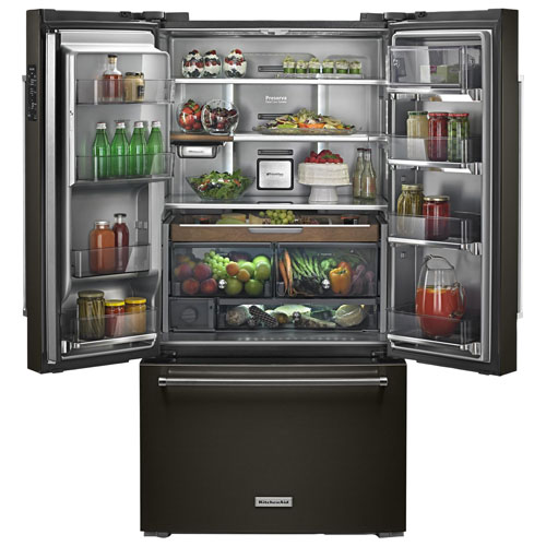 KitchenAid 36" 23.8 Cu. Ft. Counter-Depth French Door Refrigerator - Black