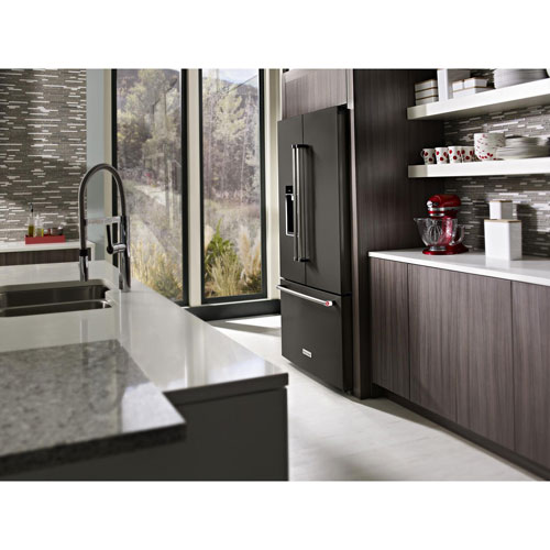 KitchenAid 36" 23.8 Cu. Ft. Counter-Depth French Door Refrigerator - Black