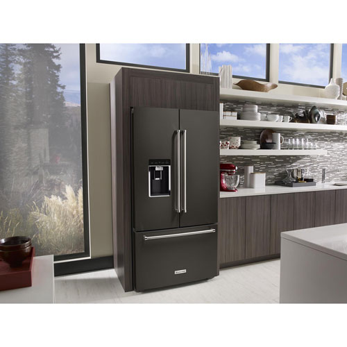 KitchenAid 36" 23.8 Cu. Ft. Counter-Depth French Door Refrigerator - Black
