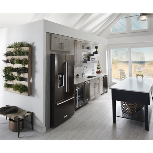 KitchenAid 36" 23.8 Cu. Ft. Counter-Depth French Door Refrigerator - Black