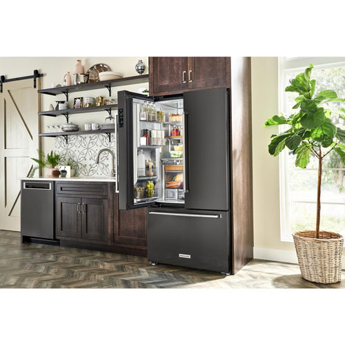 KitchenAid 36" 23.8 Cu. Ft. Counter-Depth French Door Refrigerator - Black