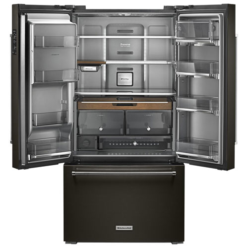 KitchenAid 36" 23.8 Cu. Ft. Counter-Depth French Door Refrigerator - Black