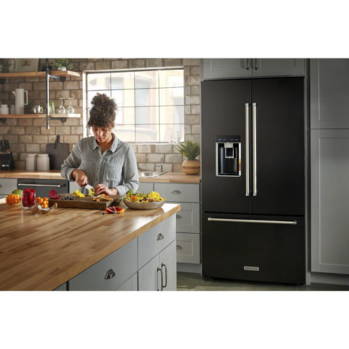 KitchenAid 36" 23.8 Cu. Ft. Counter-Depth French Door Refrigerator - Black