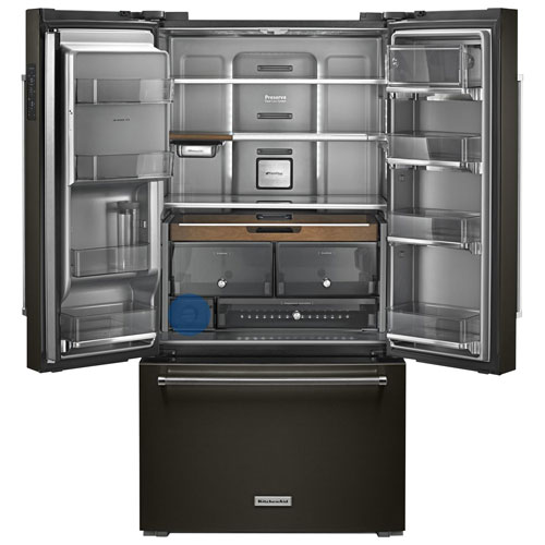 KitchenAid 36" 23.8 Cu. Ft. Counter-Depth French Door Refrigerator - Black